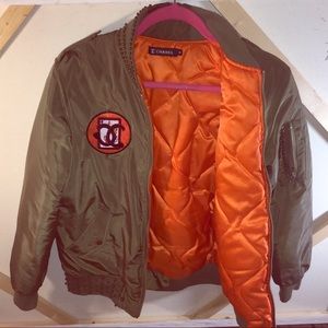 Chanel CC Rue Paris Green Khaki Bomber Jacket (M)